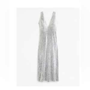 Abercrombie & Fitch Shimmering Silver Midi Dress